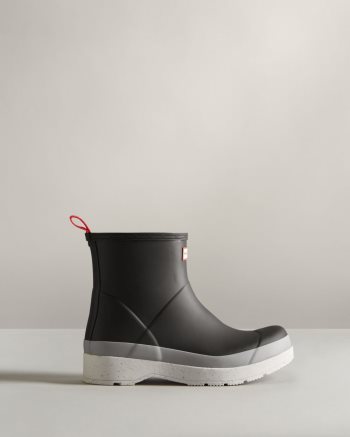 Black / Grey Men's Hunter Original Play Short Speckle Rain Boots | Ur5xbiyE