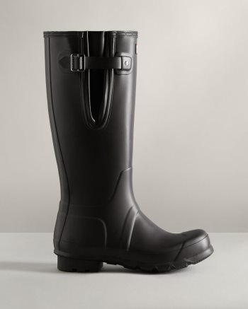 Black Men's Hunter Tall Side Adjustable Rain Boots | kvkzNrRZ