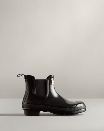 Black Women's Hunter Original Gloss Chelsea Boots | jlRiHicA