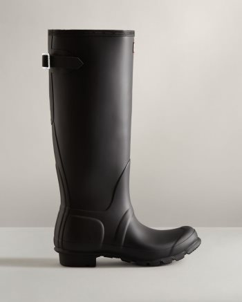 Black Women's Hunter Tall Back Adjustable Rain Boots | AHmmheId