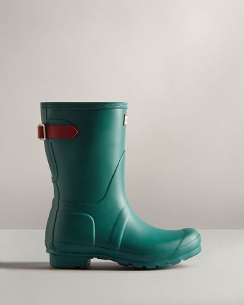 Blue / Rose Women's Hunter Short Back Adjustable Rain Boots | 5LVunNCW