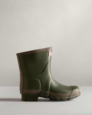 Dark Olive / Brown Women's Hunter Gardener Short Rain Boots | GFV9Yyci