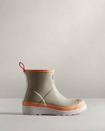 Grey / Coral / White Women's Hunter Play Short Speckle Rain Boots | XvW8MzWk