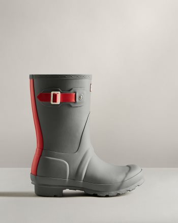 Grey / Red Women's Hunter Short Insulated Rain Boots | nDpI8eWO