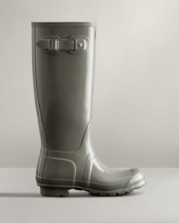 Grey Women's Hunter Original Tall Gloss Rain Boots | lxH8Ywx7