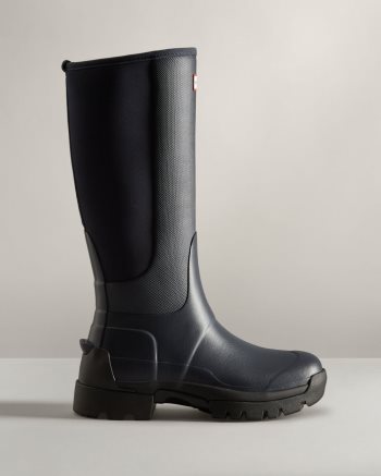 Navy Women's Hunter Balmoral Field Hybrid Tall Rain Boots | NlOWCDXF