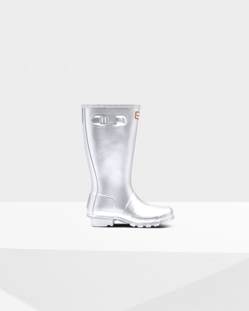 Silver Kids' Hunter Metallic Rain Boots | ho9gXBft