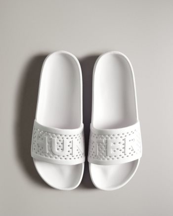 White Women's Hunter Lightweight Moulded Slides | ctjuQNCO