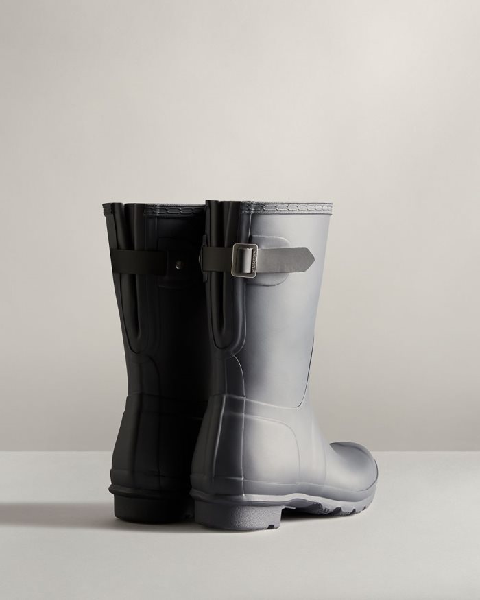 Black / Black Women's Hunter Short Back Adjustable Two-Tone Rain Boots | AfKG0nIl