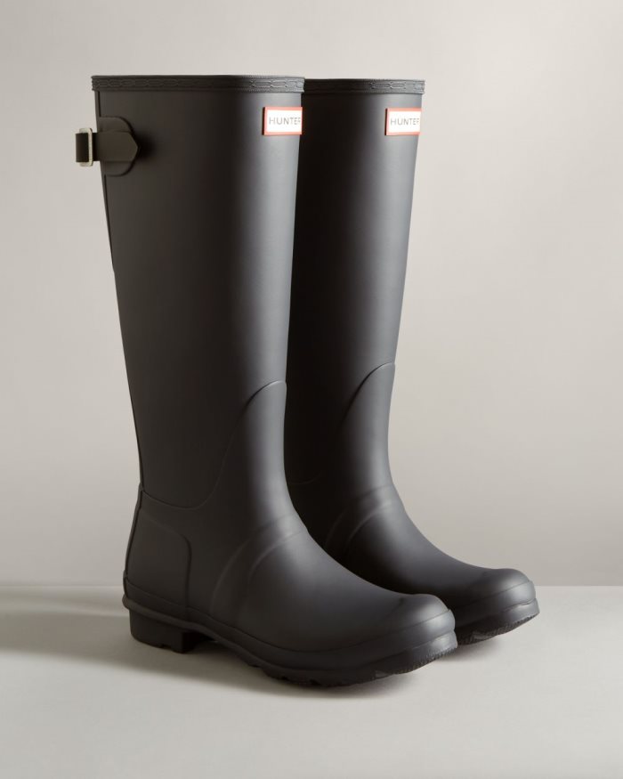 Black / Black Women's Hunter Tall Back Adjustable Two-Tone Rain Boots | GgRsVpDA