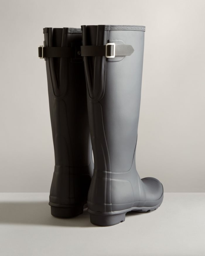 Black / Black Women's Hunter Tall Back Adjustable Two-Tone Rain Boots | GgRsVpDA