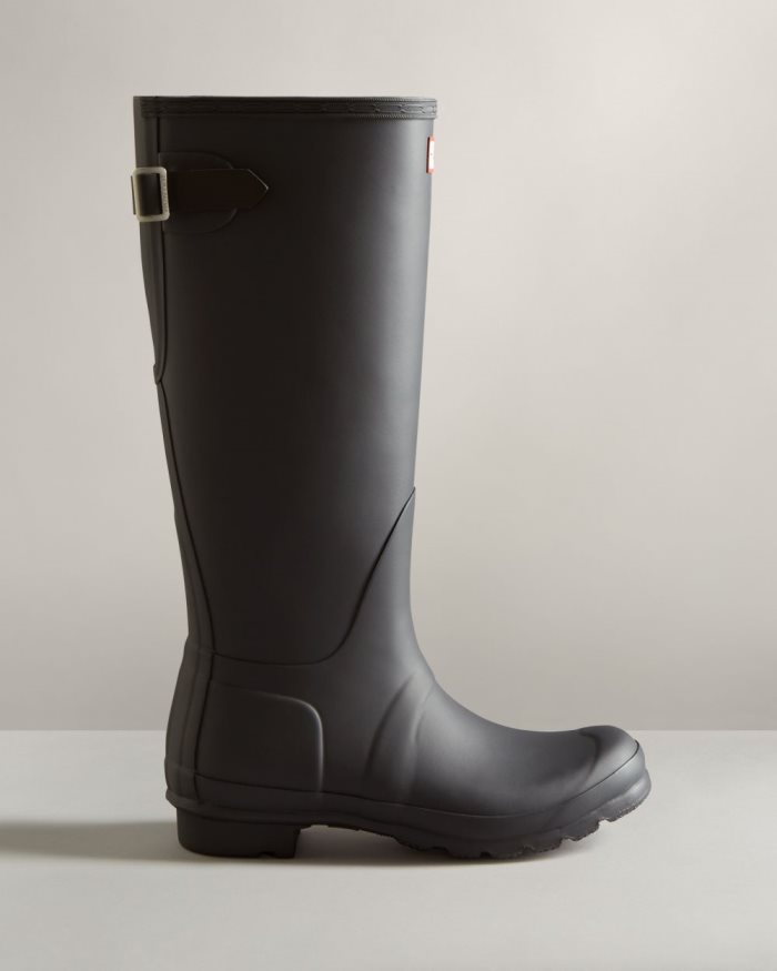 Black / Black Women's Hunter Tall Back Adjustable Two-Tone Rain Boots | GgRsVpDA