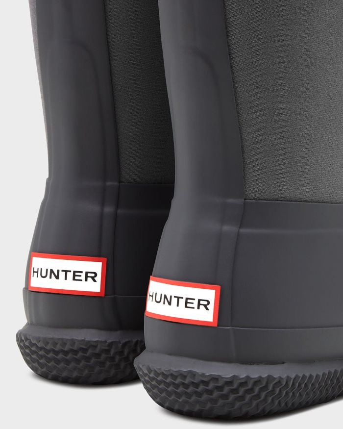 Black / Grey Women's Hunter Insulated Roll Top Sherpa Boots | nOfTlEVL