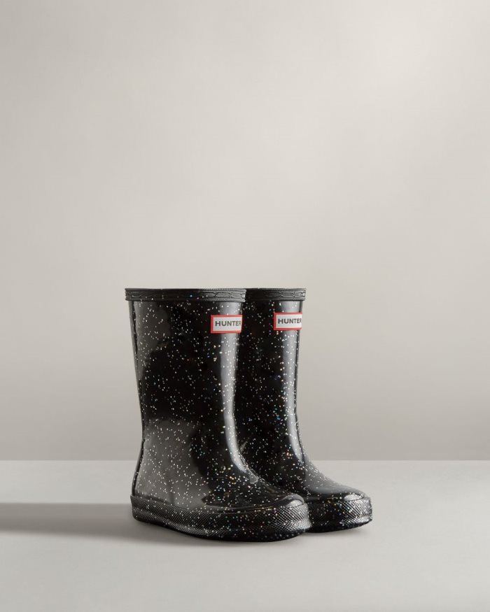 Black Kids' Hunter First Classic Giant Glitter Rain Boots | W5oBtLyD