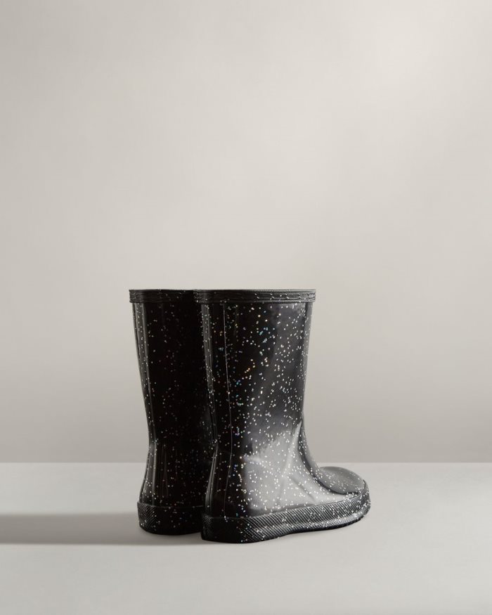 Black Kids' Hunter First Classic Giant Glitter Rain Boots | W5oBtLyD