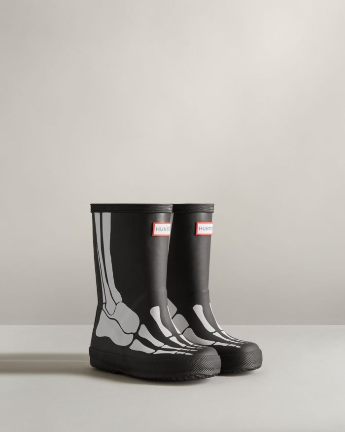 Black Kids' Hunter First Classic Skeleton Rain Boots | 8kYgx1tH