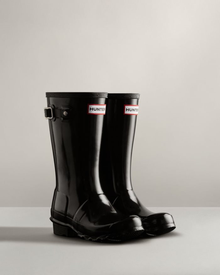 Black Kids' Hunter Original Gloss Rain Boots | cLSaLtEr