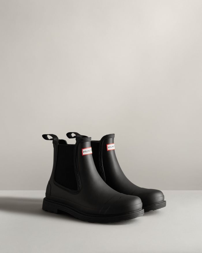 Black Men's Hunter Commando Chelsea Boots | GgjhosMJ