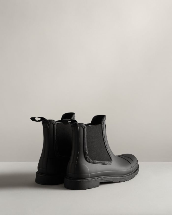 Black Men's Hunter Commando Chelsea Boots | GgjhosMJ