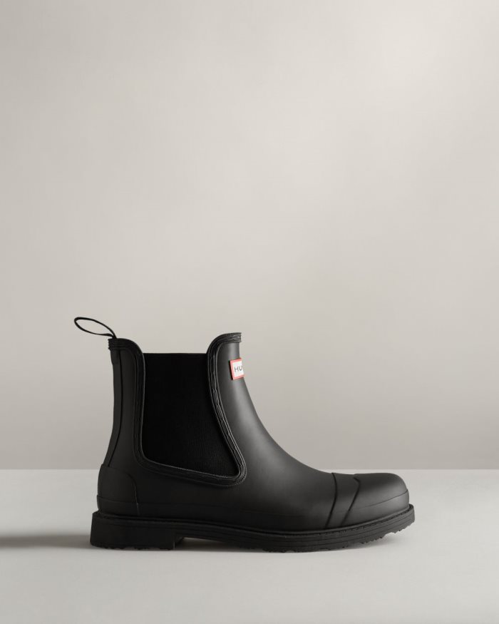 Black Men's Hunter Commando Chelsea Boots | GgjhosMJ