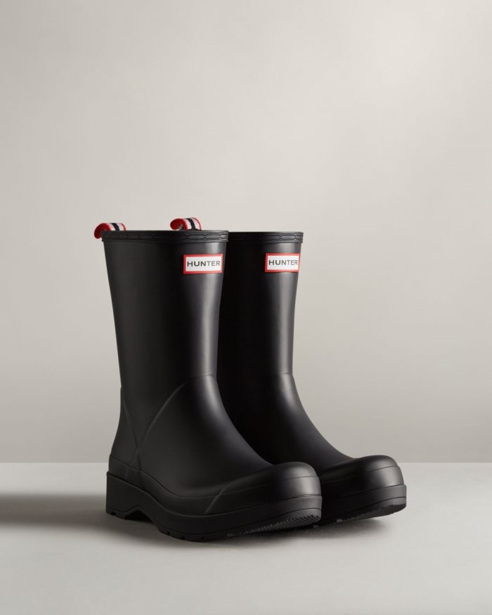 Black Men's Hunter Play Mid-Height Rain Boots | KOgzDsMJ