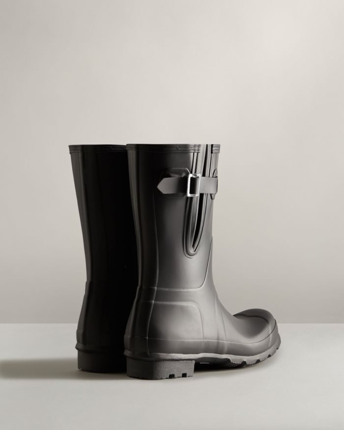 Black Men's Hunter Short Side Adjustable Rain Boots | v64XcK3k