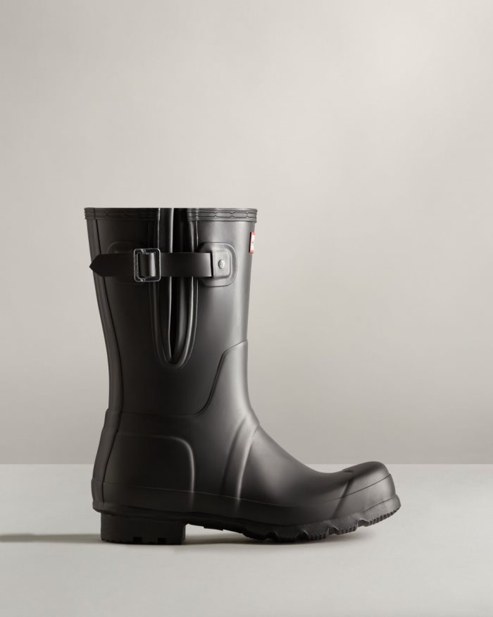 Black Men's Hunter Short Side Adjustable Rain Boots | v64XcK3k