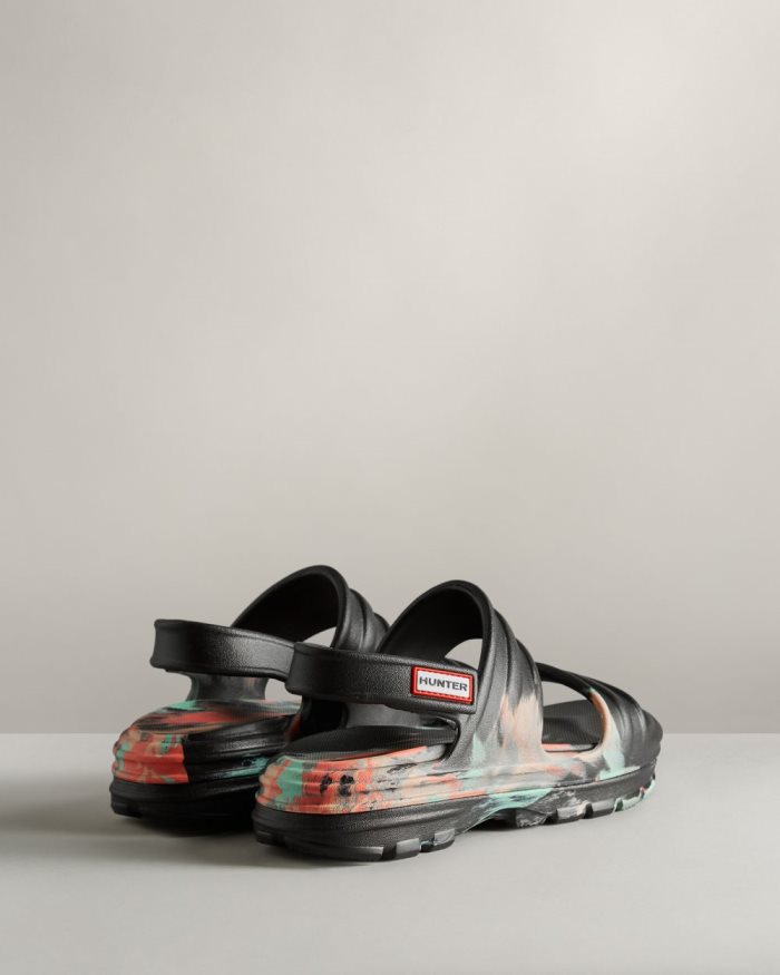 Black Women's Hunter BLOOM™ Marble Sandals | vq4uaN12