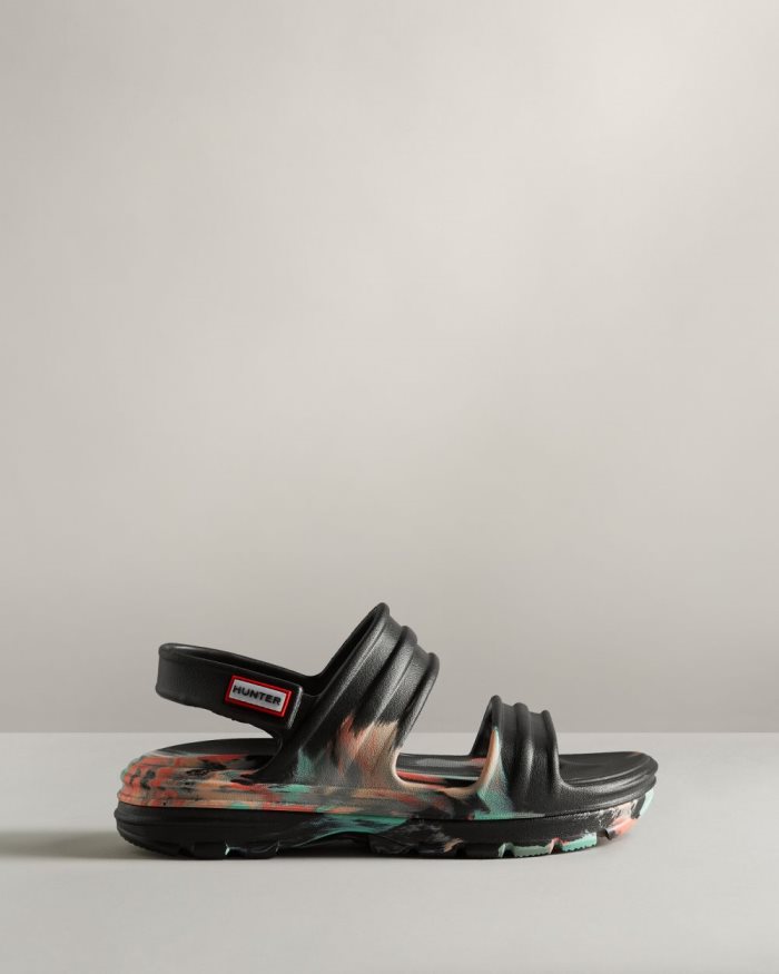 Black Women's Hunter BLOOM™ Marble Sandals | vq4uaN12