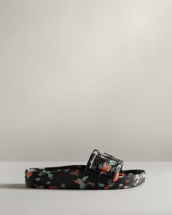 Black Women's Hunter BLOOM™ Marble Slides | JQ1e47fh