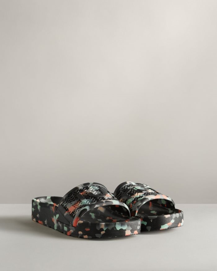 Black Women's Hunter BLOOM™ Marble Slides | JQ1e47fh