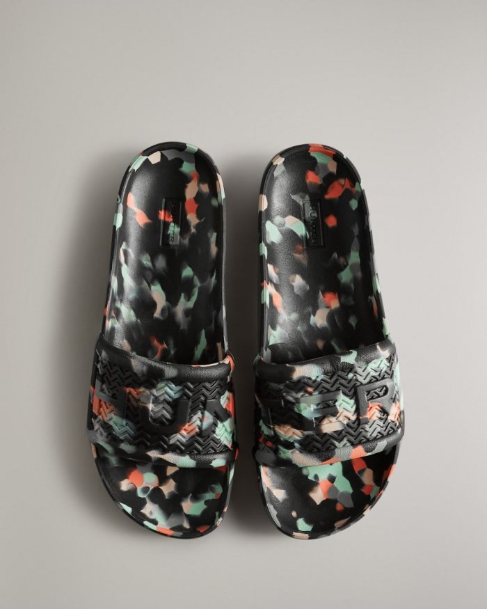 Black Women\'s Hunter BLOOM™ Marble Slides | JQ1e47fh