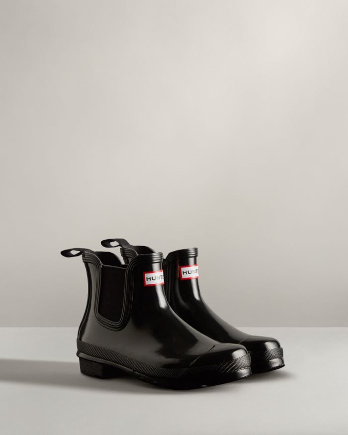 Black Women's Hunter Original Gloss Chelsea Boots | jlRiHicA