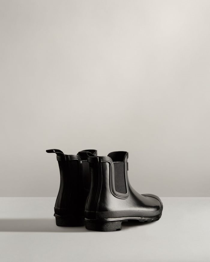 Black Women's Hunter Original Gloss Chelsea Boots | jlRiHicA