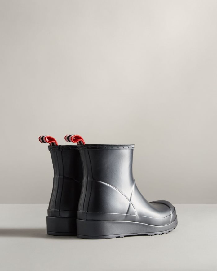 Black Women's Hunter Play Short Pearlized Rain Boots | 3KZgBbYY