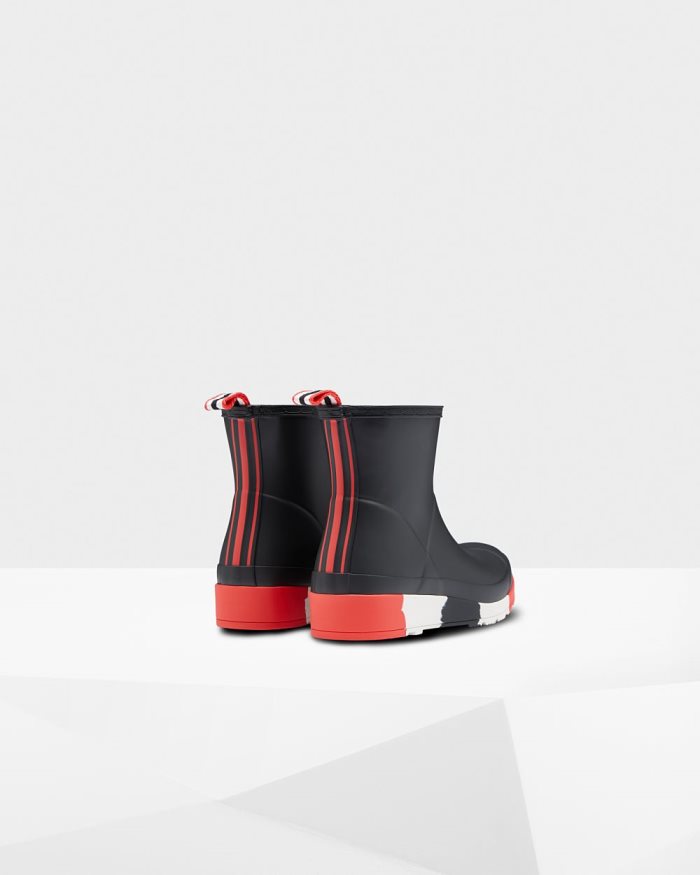 Black Women's Hunter Play Short Stripe Sole Rain Boots | ywQQC9Ef