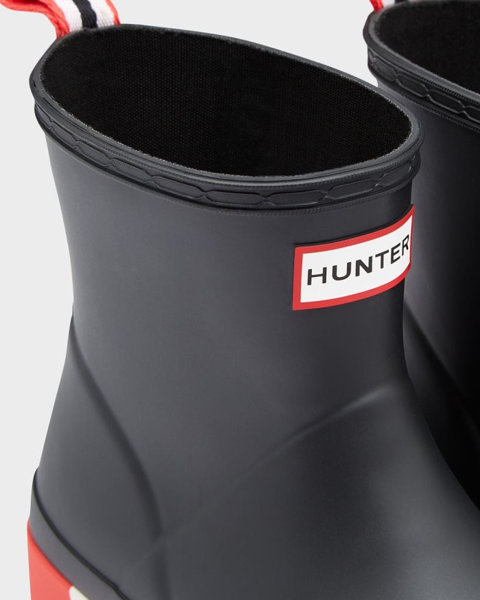 Black Women's Hunter Play Short Stripe Sole Rain Boots | ywQQC9Ef