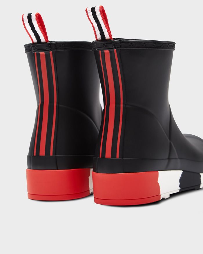 Black Women's Hunter Play Short Stripe Sole Rain Boots | ywQQC9Ef