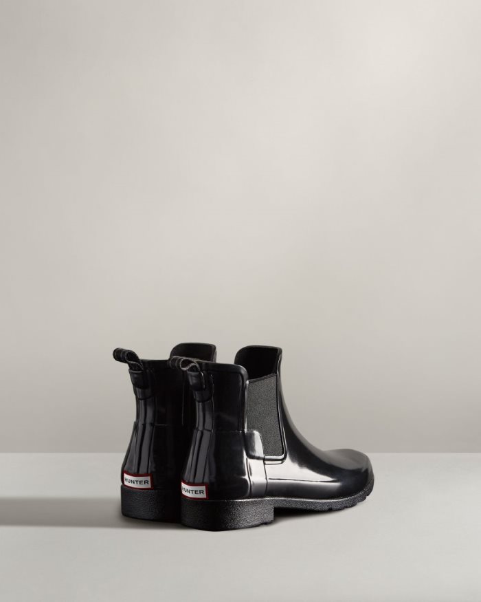 Black Women's Hunter Refined Gloss Slim Fit Chelsea Boots | Hg324lE8