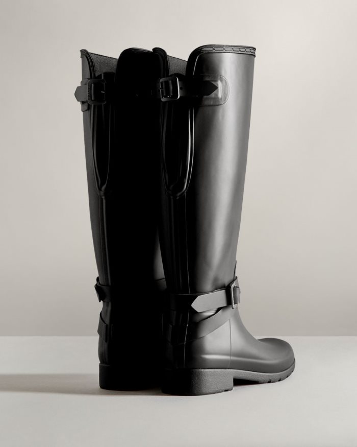 Black Women's Hunter Refined Slim Fit Adjustable Tall Rain Boots | WeS0fjt5