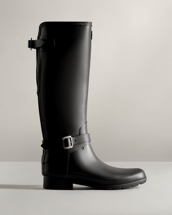 Black Women's Hunter Refined Slim Fit Adjustable Tall Rain Boots | WeS0fjt5