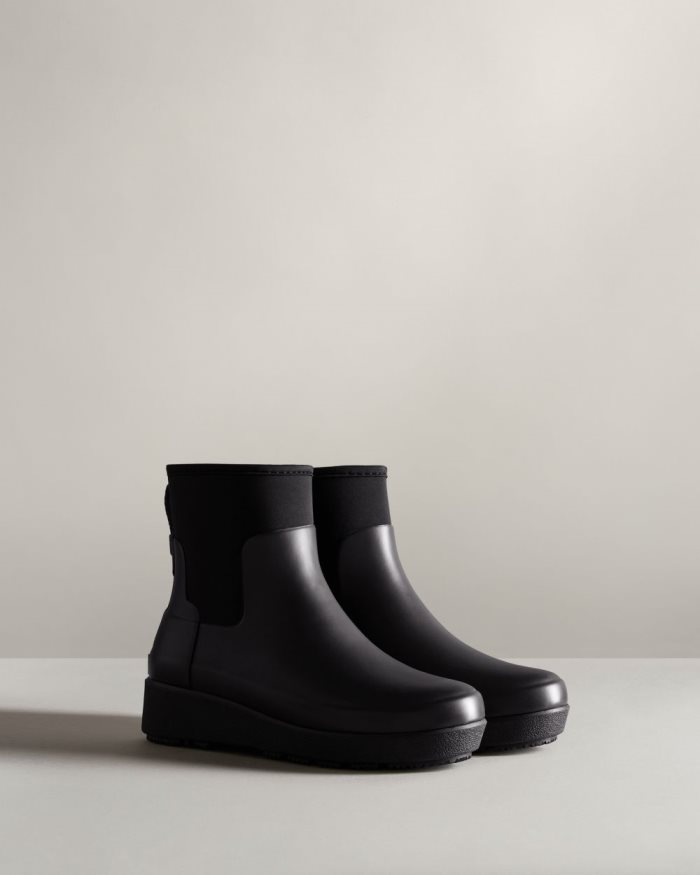 Black Women's Hunter Refined Slim Fit Neoprene Creeper Chelsea Boots | ae542zDk