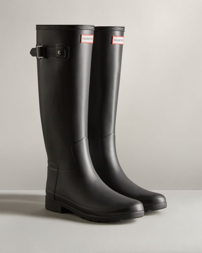 Black Women's Hunter Refined Slim Fit Rain Boots | runVAh7y