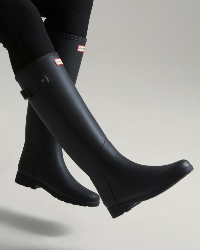 Black Women's Hunter Refined Slim Fit Rain Boots | runVAh7y