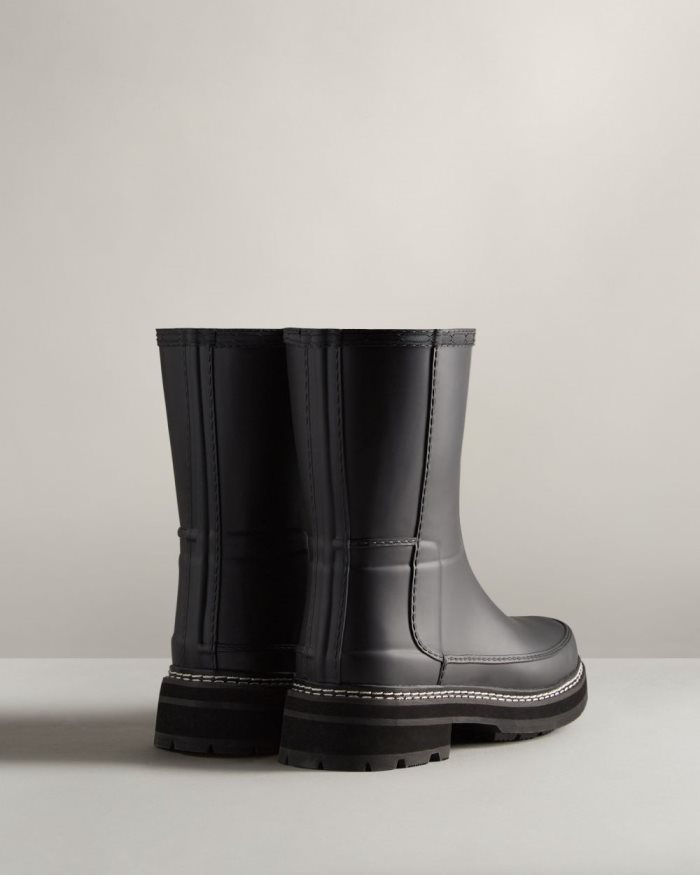 Black Women's Hunter Refined Stitch Detail Short Rain Boots | B54GY1gz