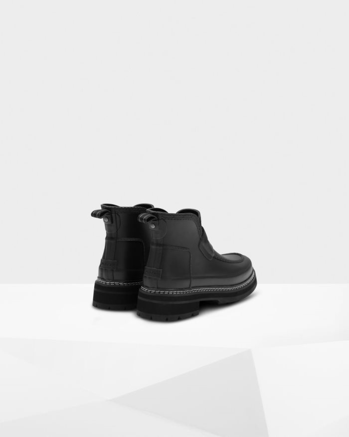 Black Women's Hunter Refined Stitch Detail Loafer Rain Boots | BKxShLEB