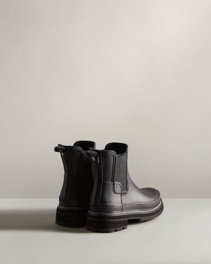 Black Women's Hunter Refined Stitch Detail Chelsea Boots | feJ62EJV