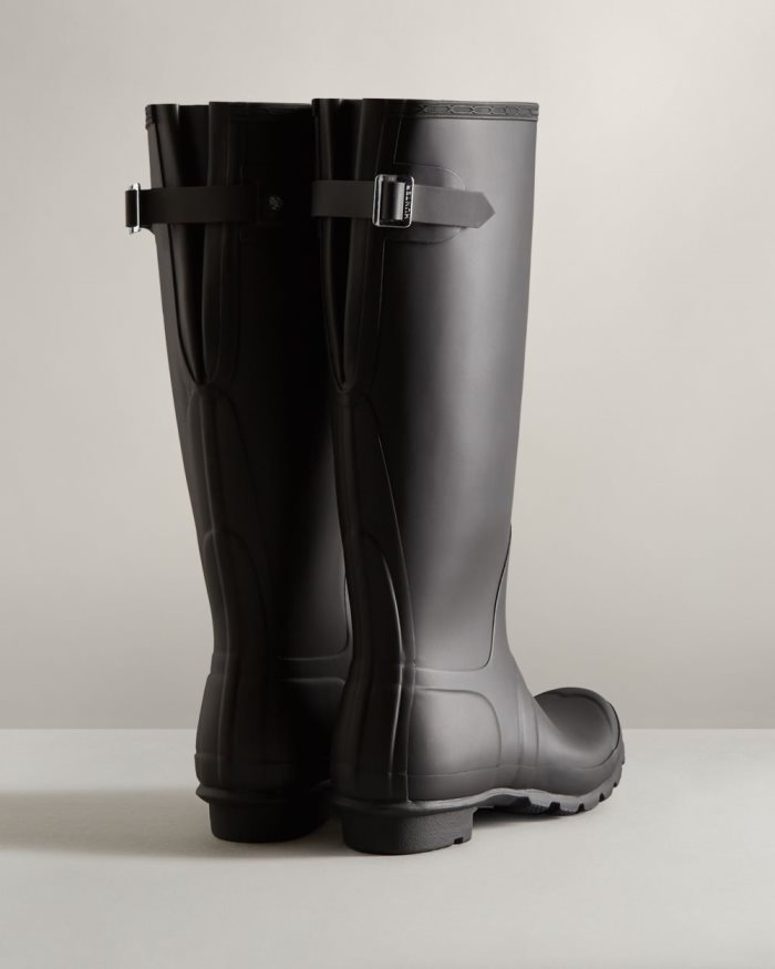 Black Women's Hunter Tall Back Adjustable Rain Boots | AHmmheId