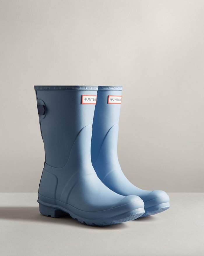 Blue / Blue Women's Hunter Short Back Adjustable Rain Boots | TNX8H2SZ