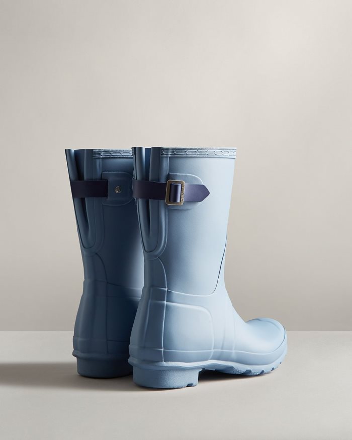 Blue / Blue Women's Hunter Short Back Adjustable Rain Boots | TNX8H2SZ